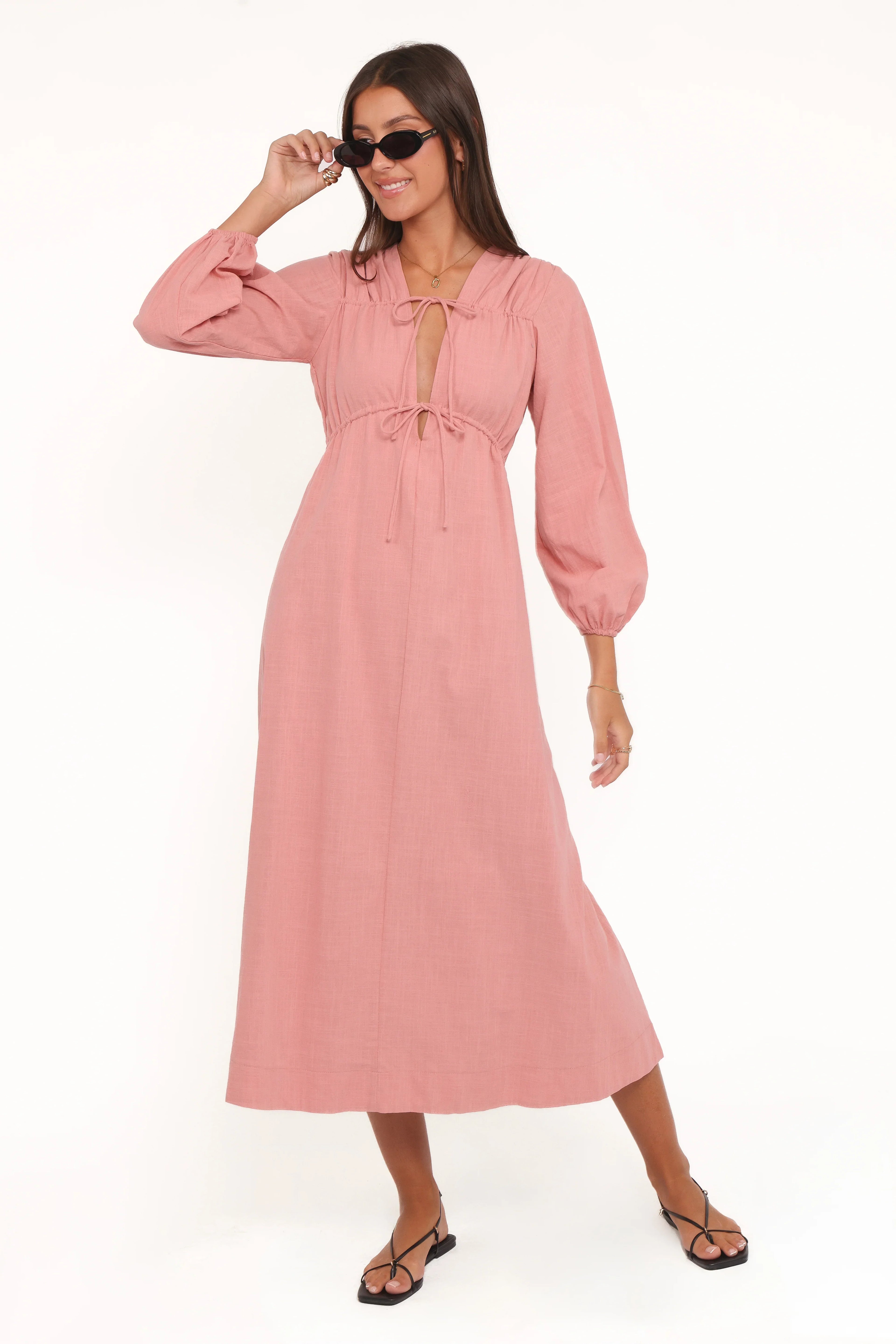 Robe longue Riven à manches longues - Rose