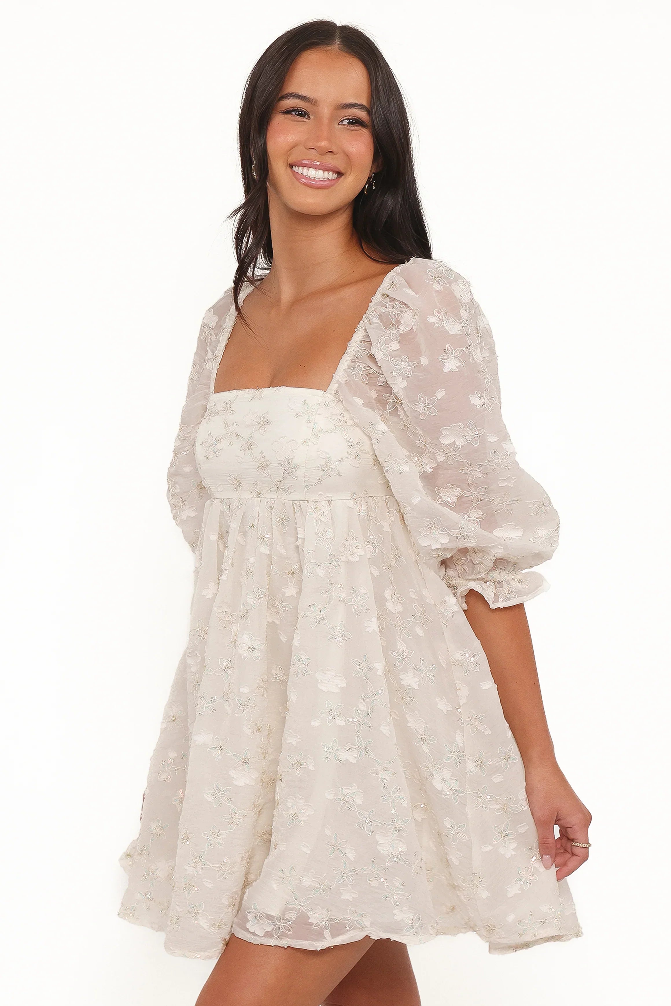 Mini-robe Lillan - Paillettes ivoire