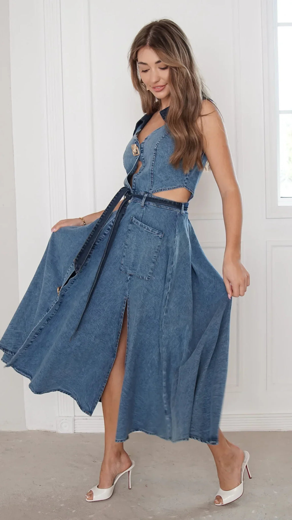 Althea Denim Midi Dress