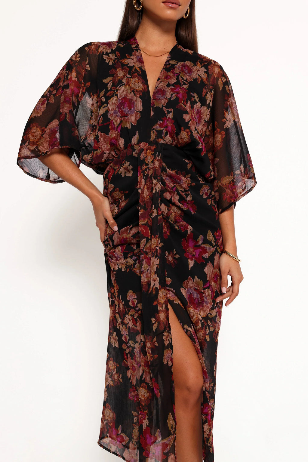 Robe longue Audrina – Imprimé floral « Deep Night »