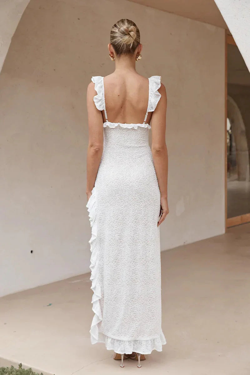 Robe longue Orlean à volants