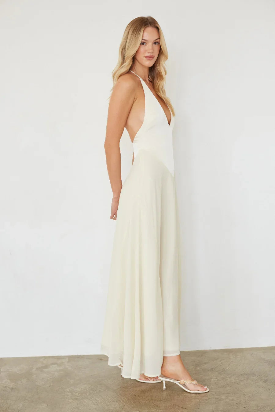 Robe longue Renata contrastée