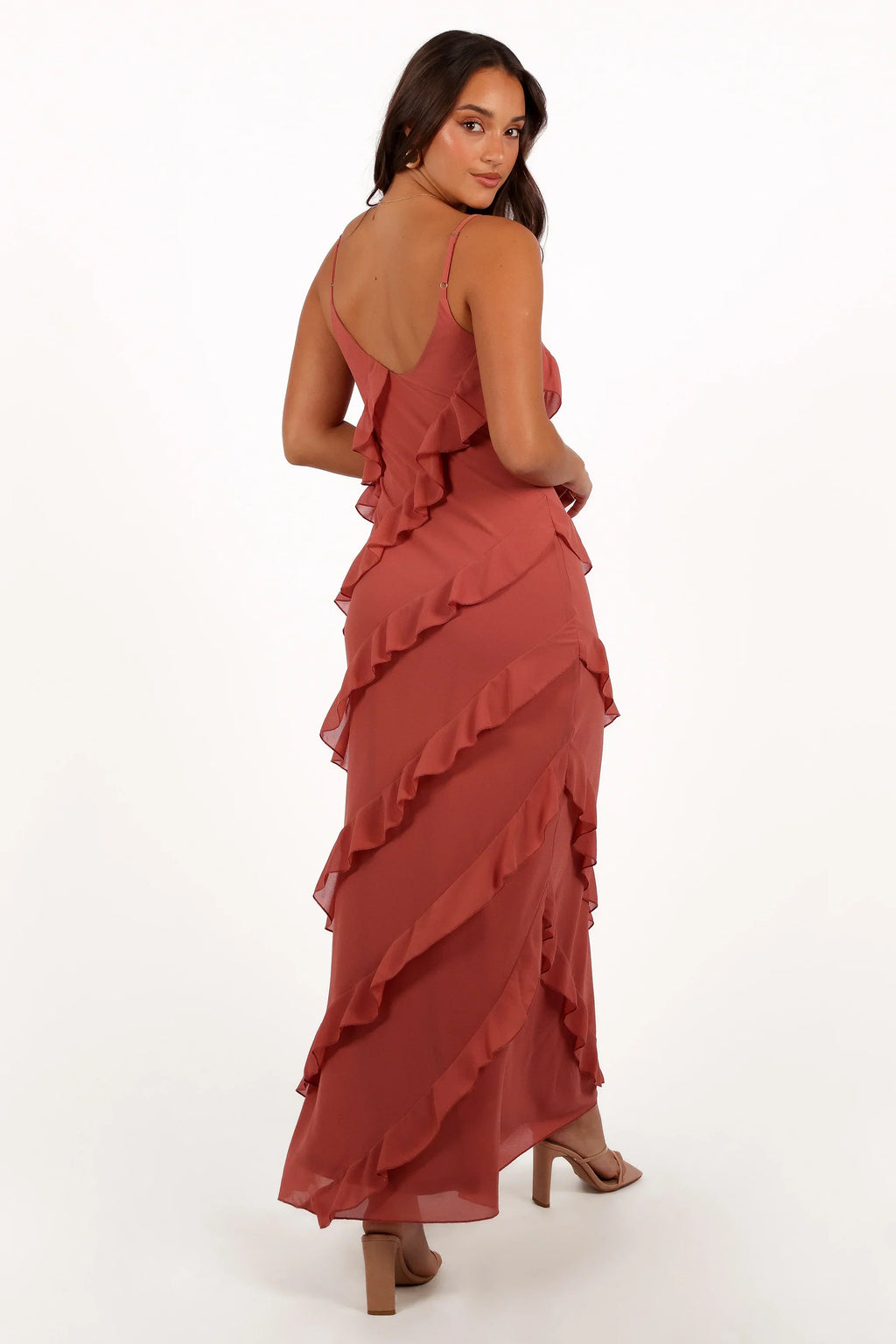 Robe longue Ciao Ruffles – Palissandre