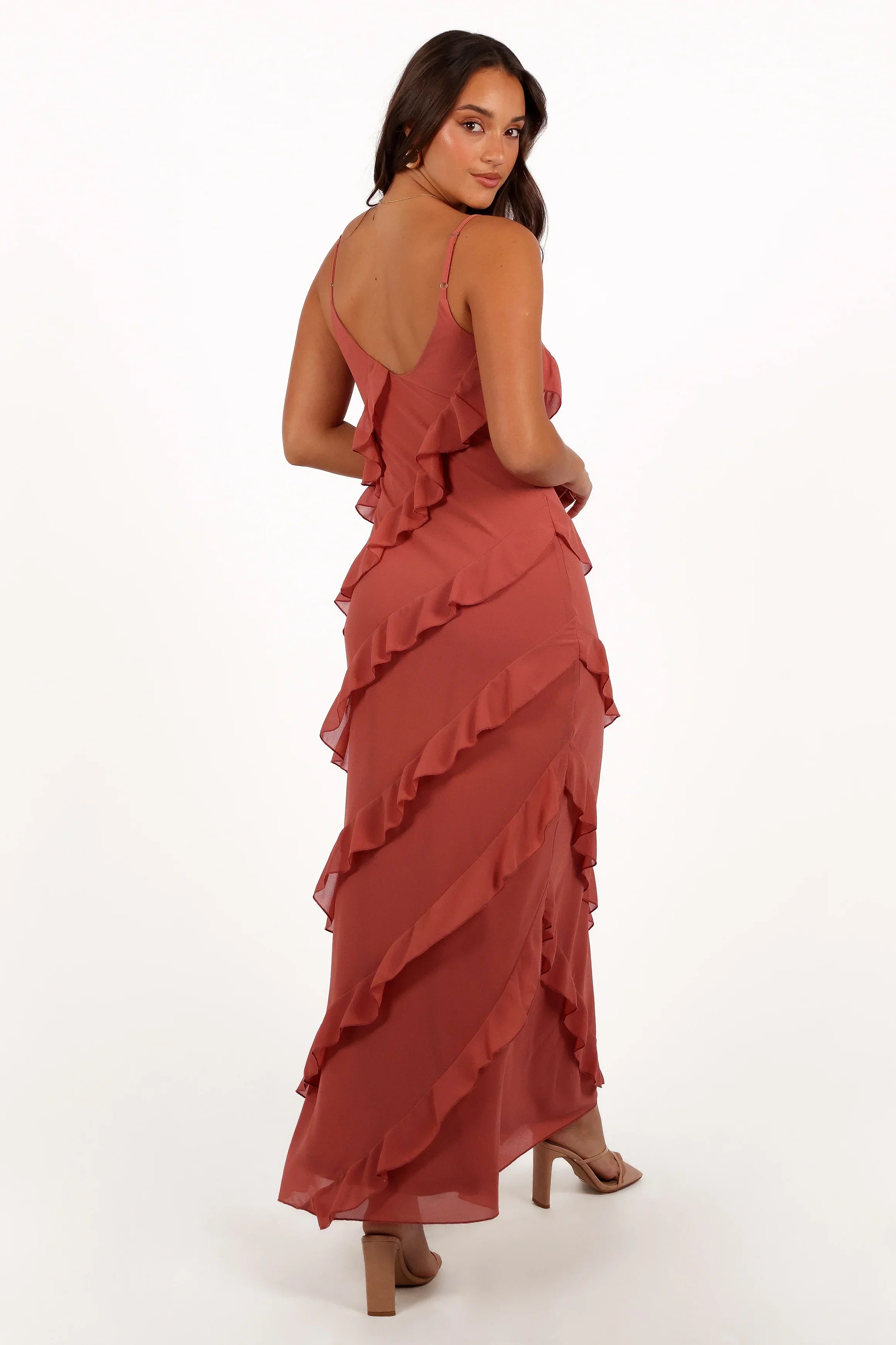 Robe longue Ciao Ruffles – Palissandre