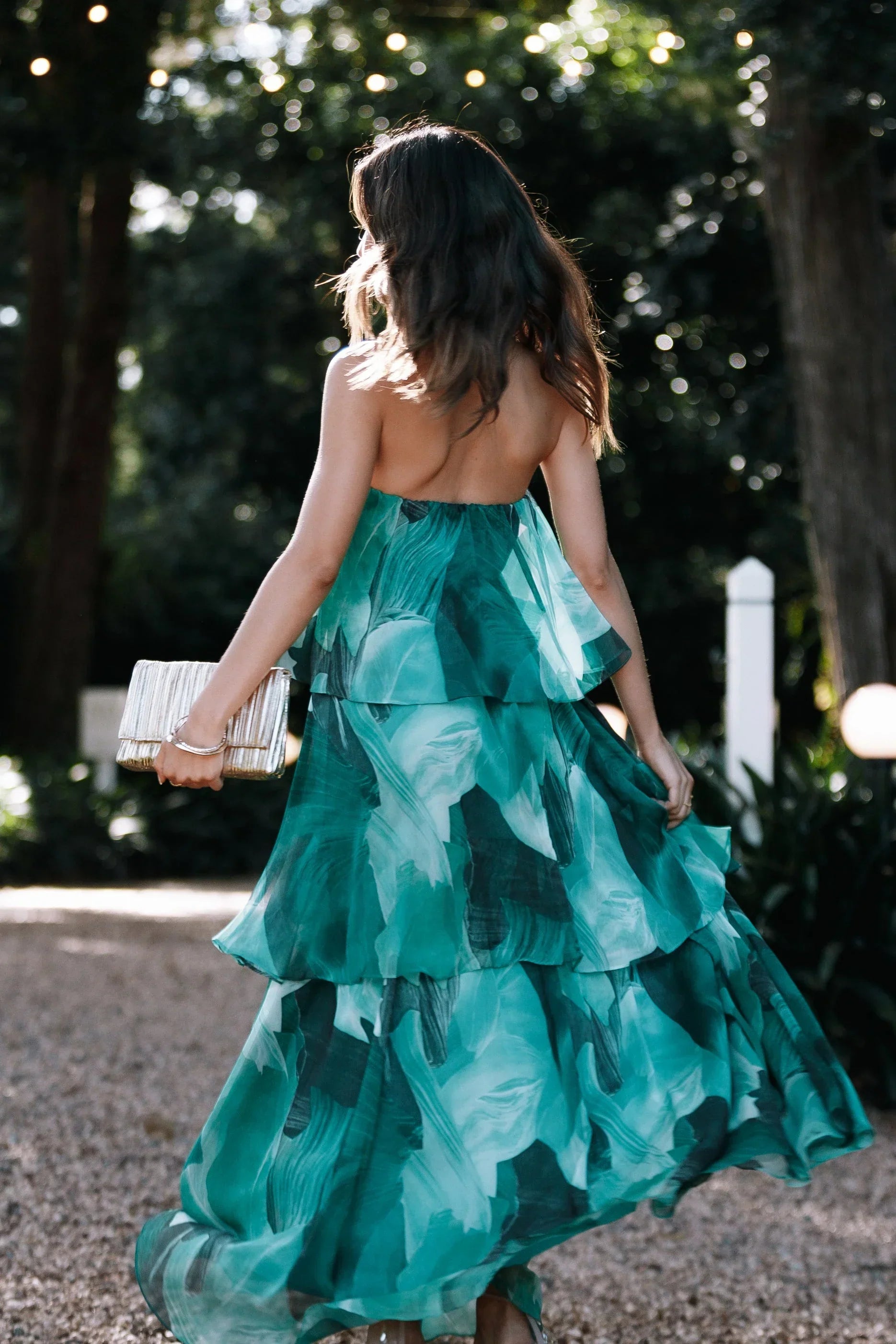 Robe longue bustier Bloom – Imprimé floral vert