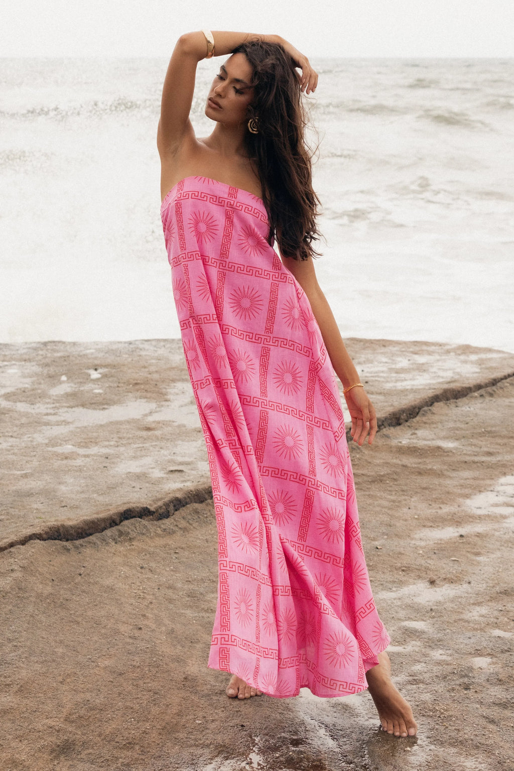 Robe longue bustier Soph – Rose rouge