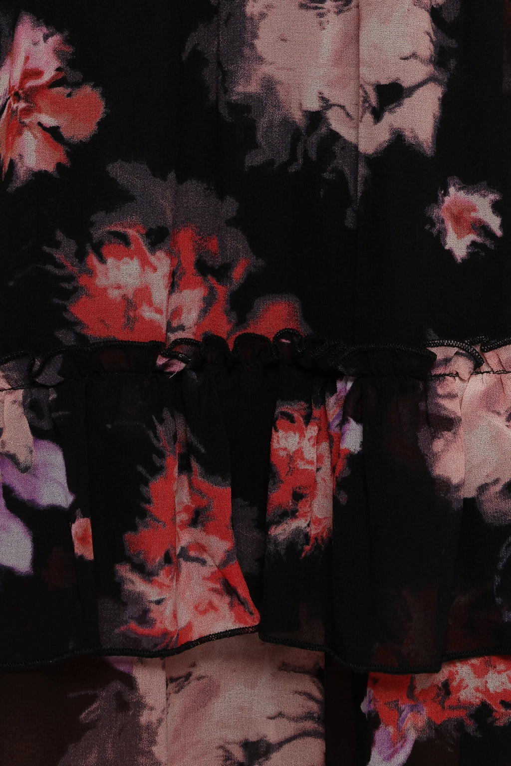 Robe longue Isadora à manches longues – Imprimé floral flou noir