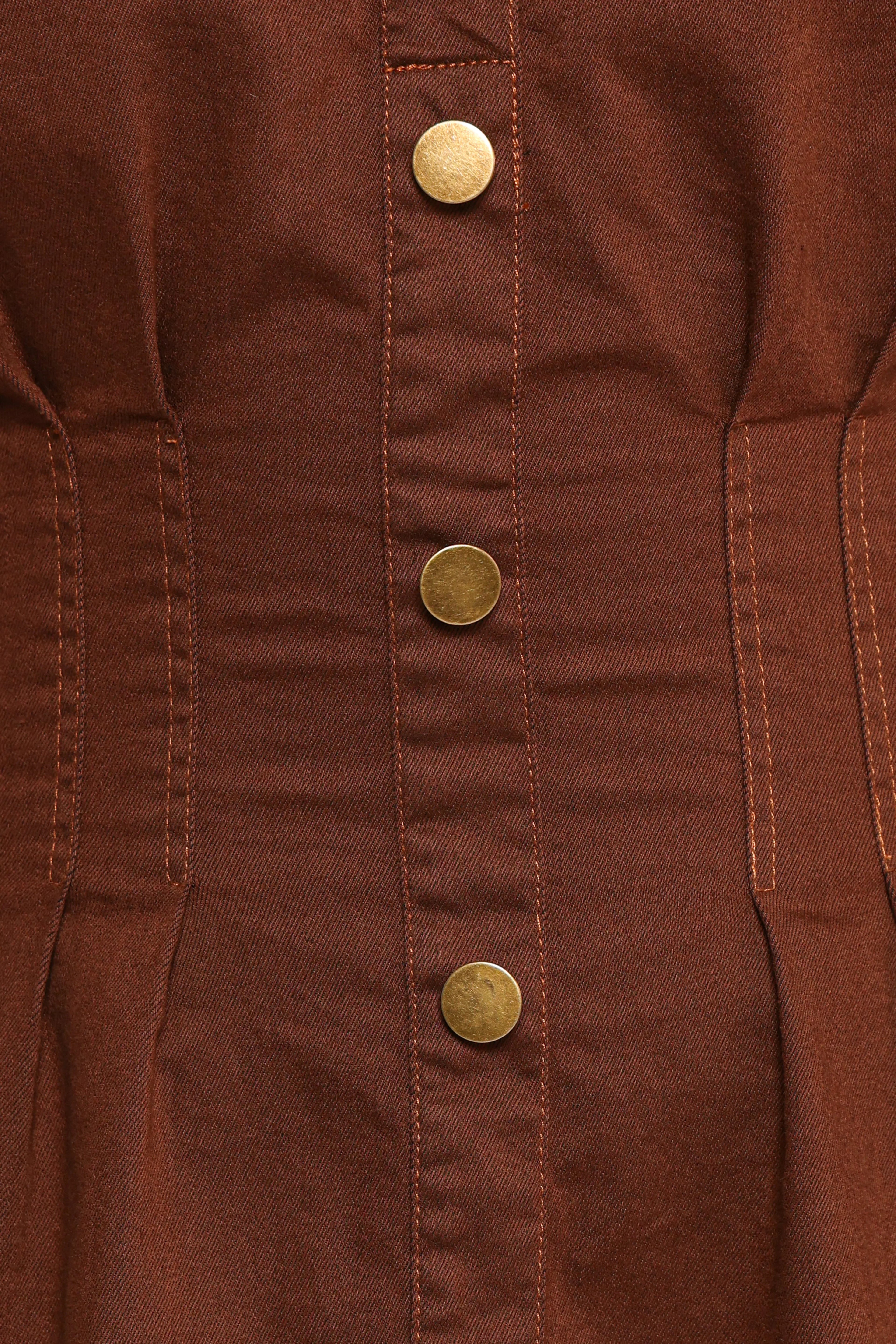 Robe courte Phoenix à manches longues – Jean marron