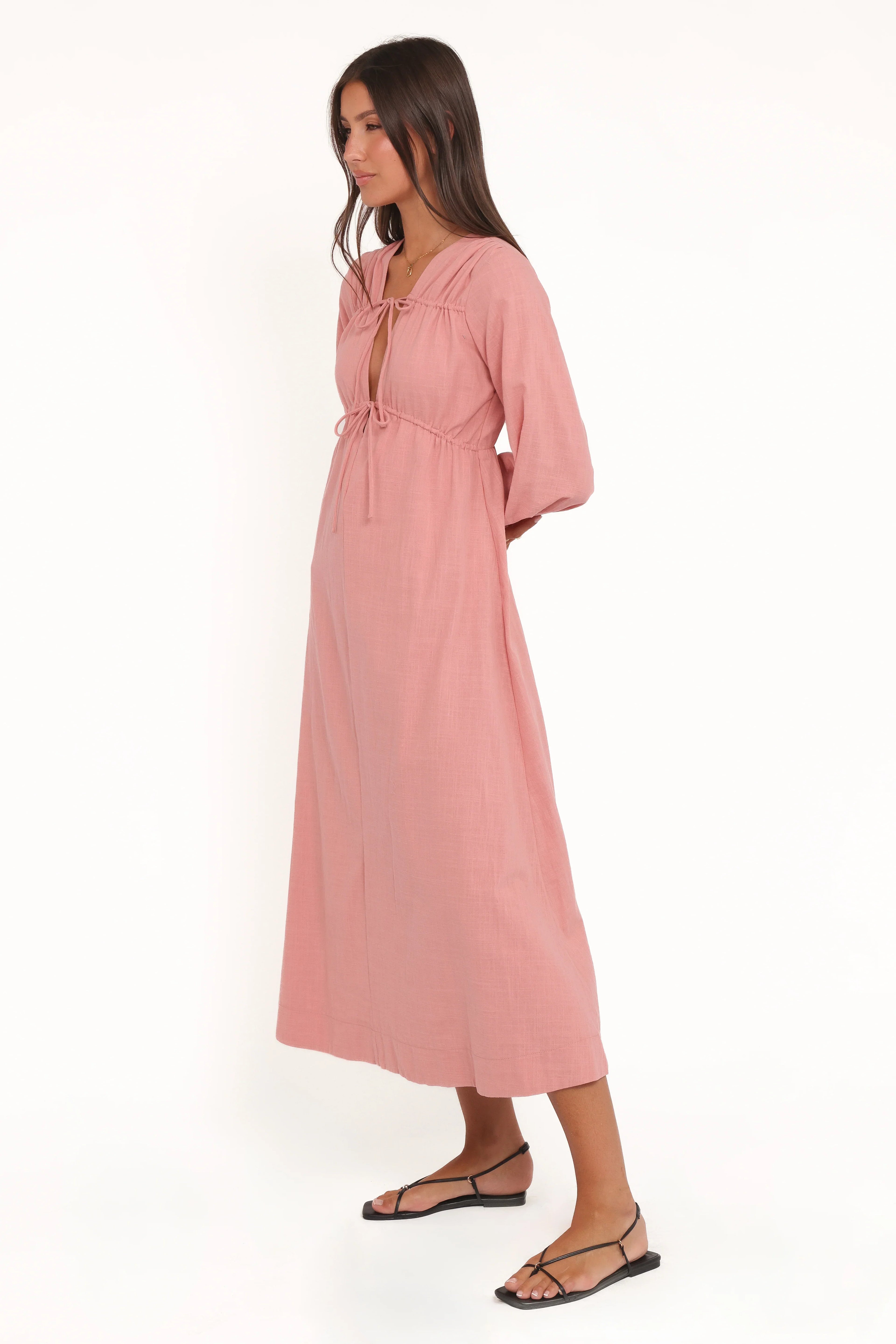 Robe longue Riven à manches longues - Rose