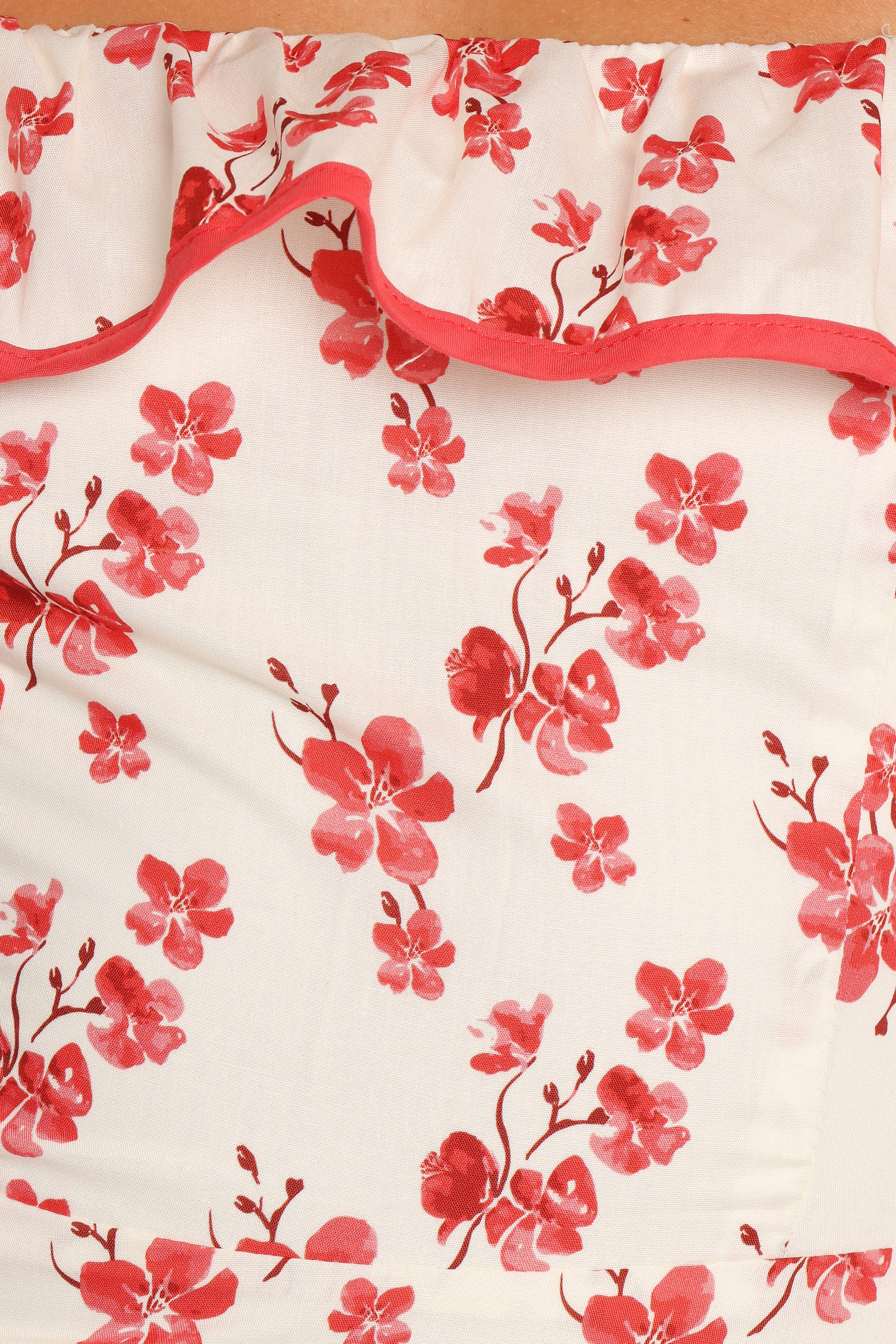 Robe longue Lucille – Motif floral rouge