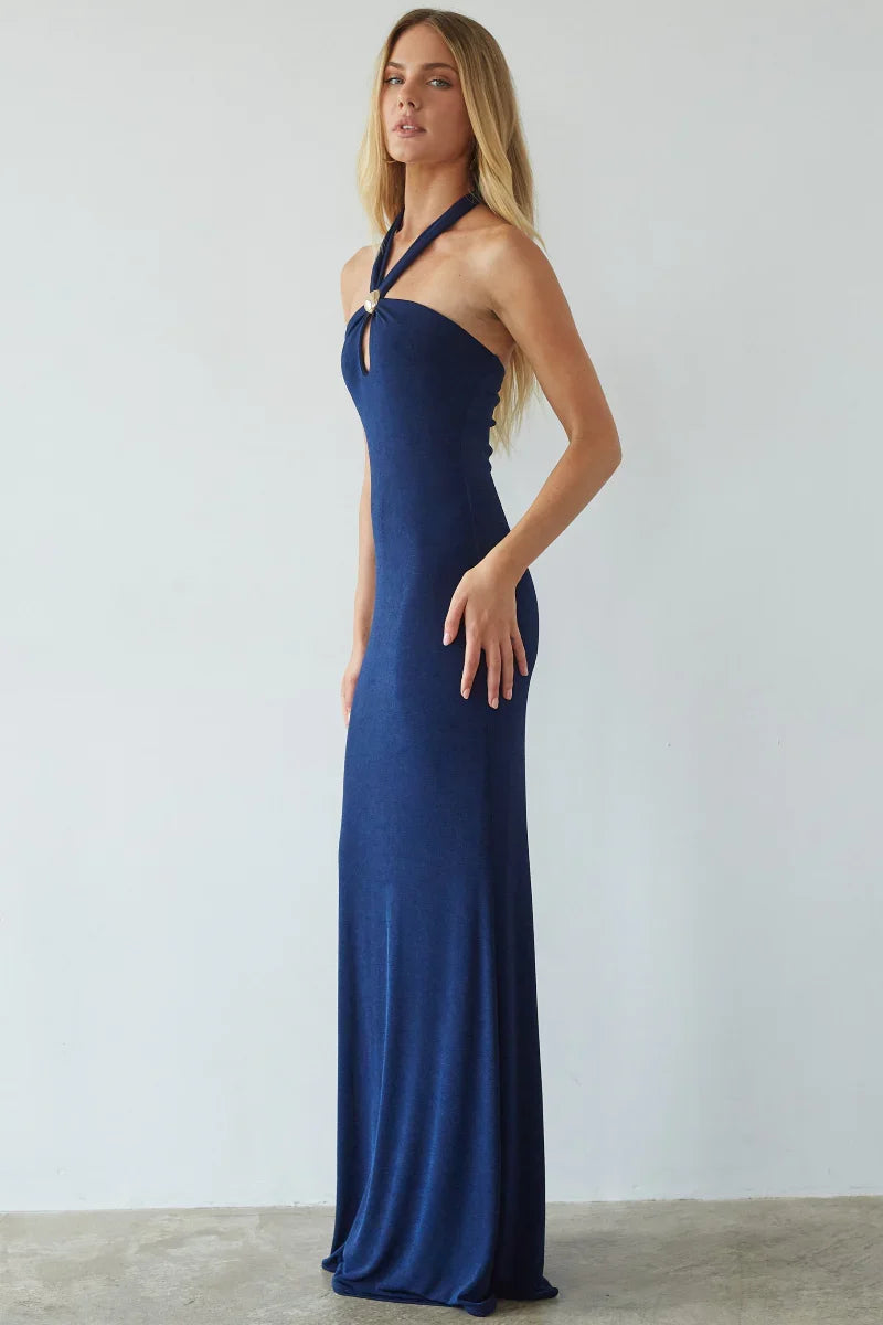 Robe longue Ragen dos nu à découpe