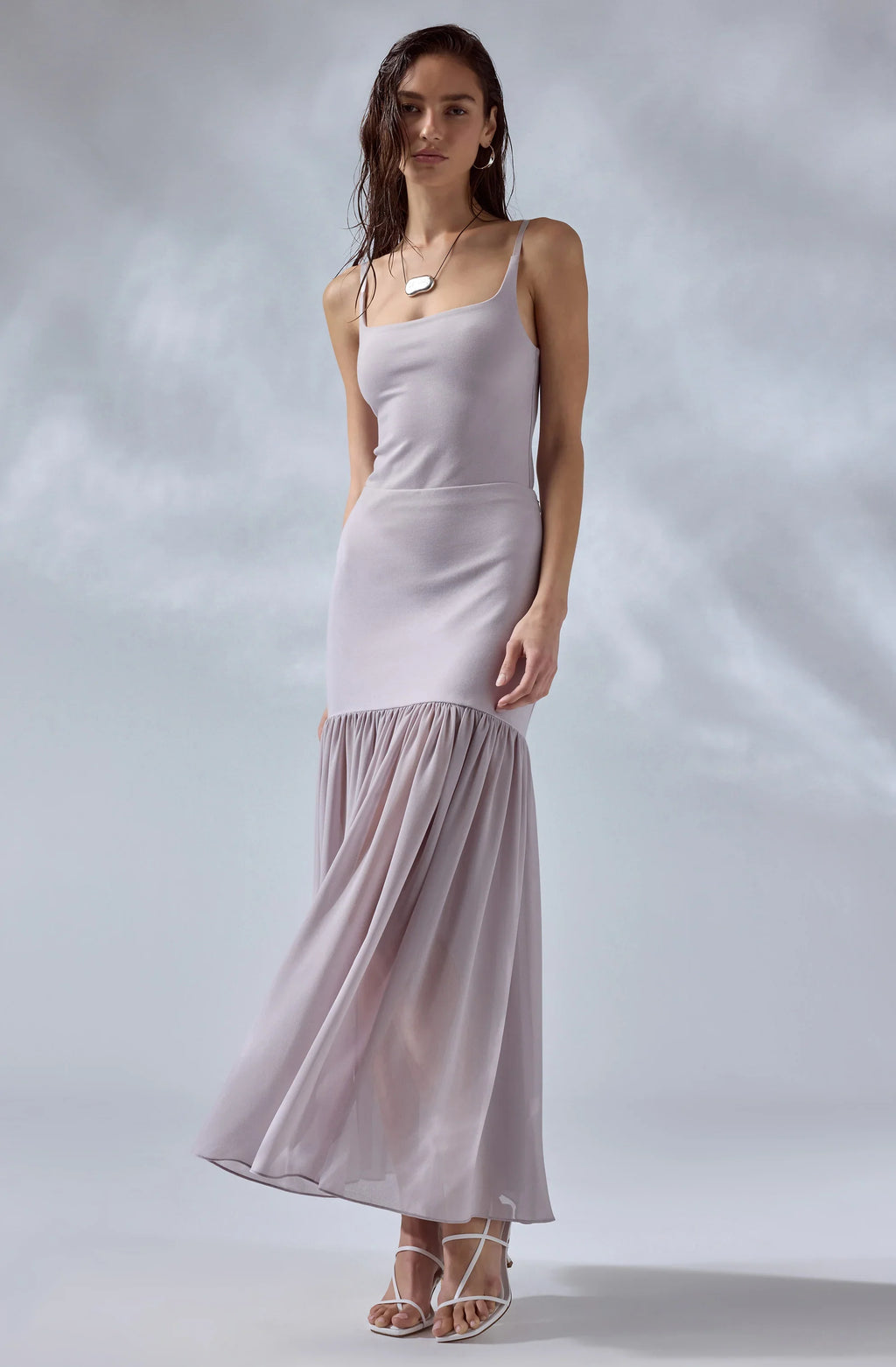 Aloyse Contrast Drop-Waist Maxi Skirt