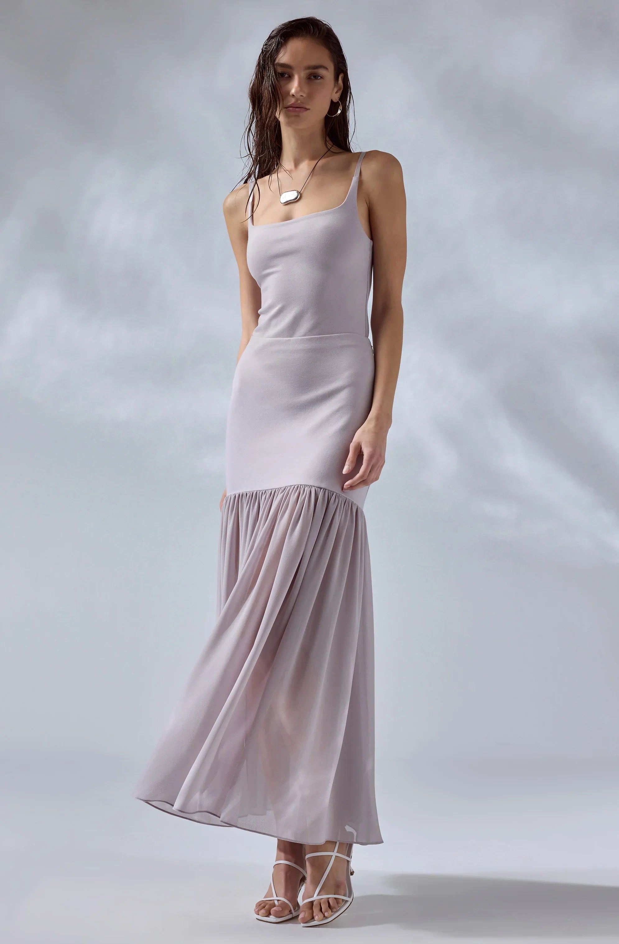 Aloyse Contrast Drop-Waist Maxi Skirt