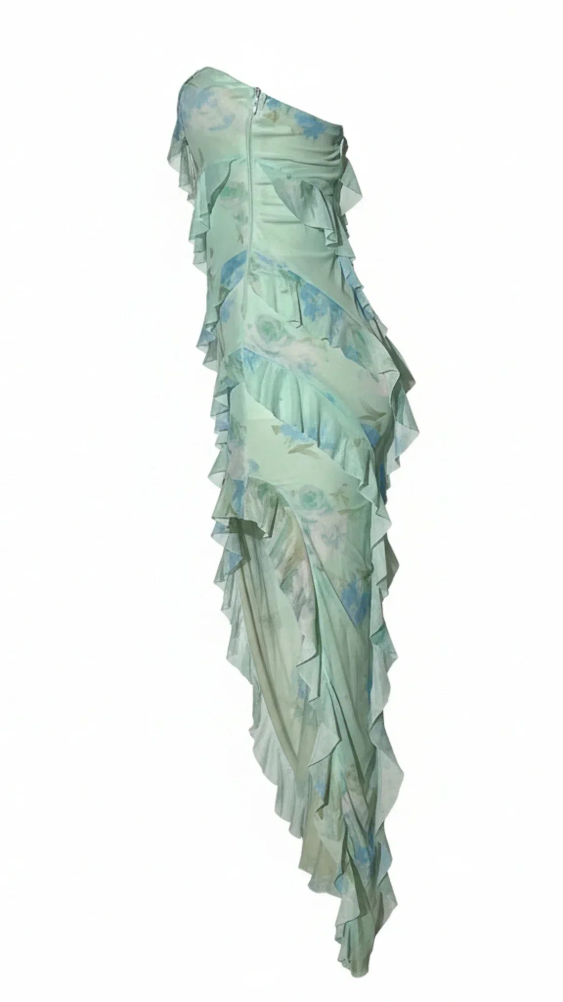 Elara Strapless Ruffle Maxi Dress