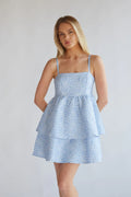 Mini-robe babydoll étagée en jacquard fleuri Eileen