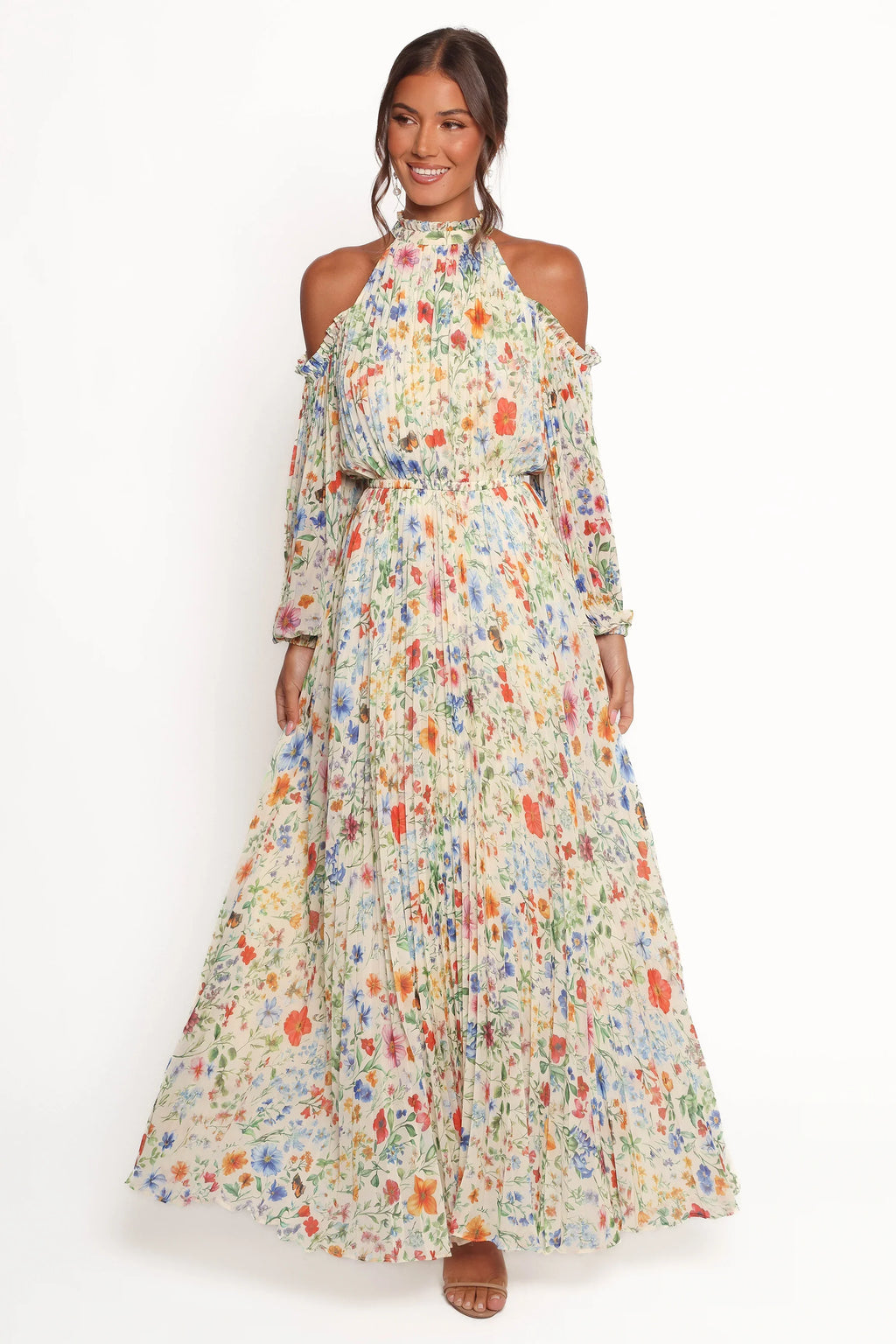 Robe longue plissée Hilary – Imprimé floral « Garden »