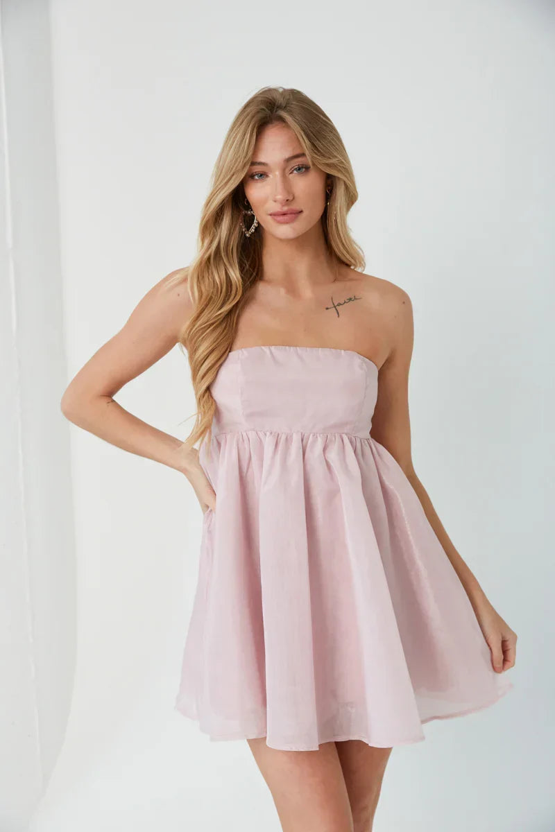 Mini-robe Bella Babydoll sans bretelles