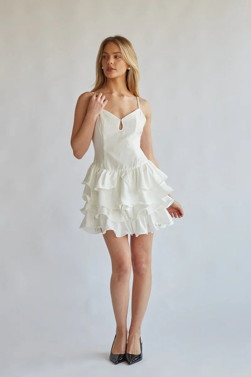 Mini-robe étagée à volants Diane Keyhole