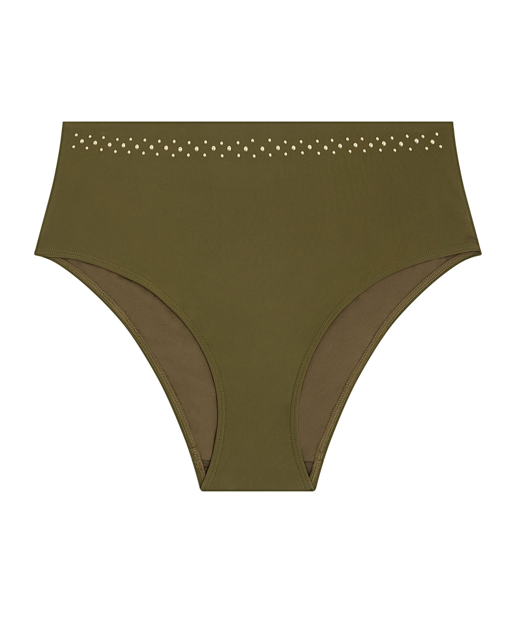 Summer Stars Bas de maillot de bain taille haute Khaki