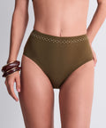 Summer Stars Bas de maillot de bain taille haute Khaki
