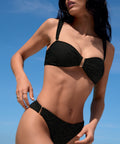 Golden Horizon Haut de maillot de bain Bandeau coques amovibles Black