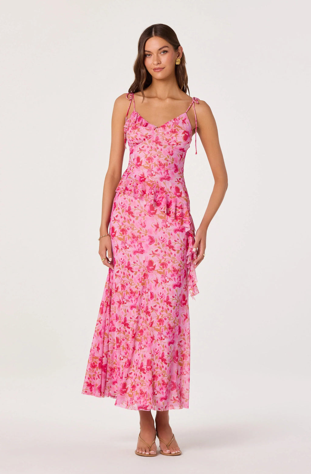 Jupe mi-longue en maille godet à motif floral Mejra