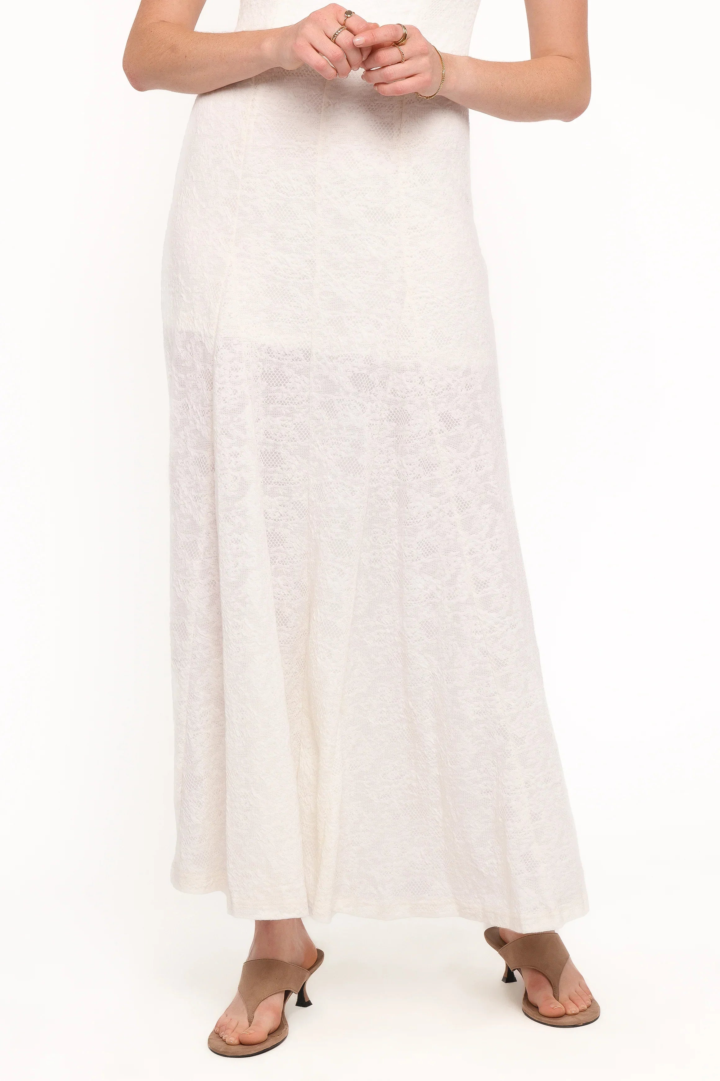 Robe longue en dentelle Constance - Blanc