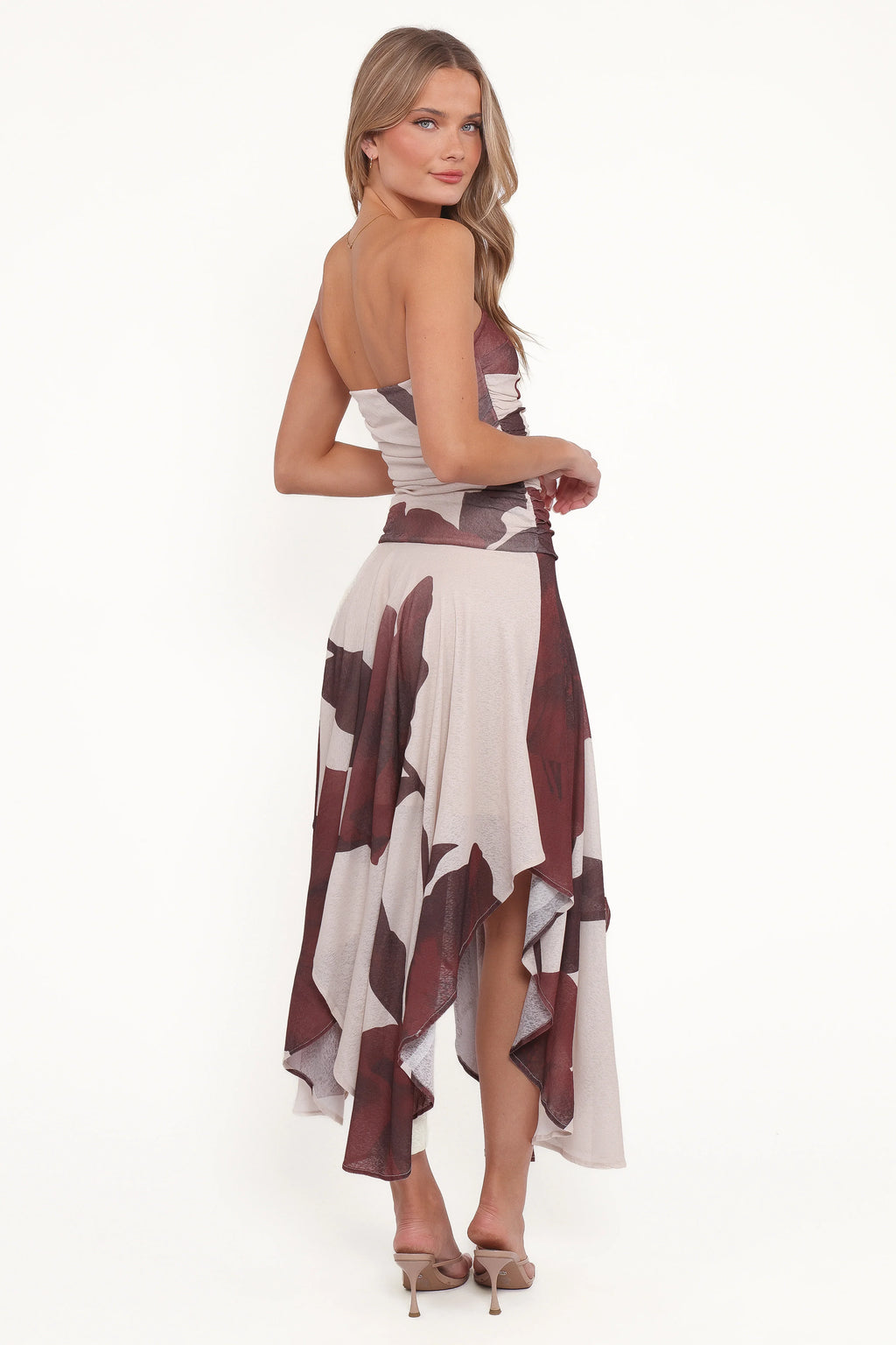 Robe Mi-Longue Doreen - Imprimé Floral Marron