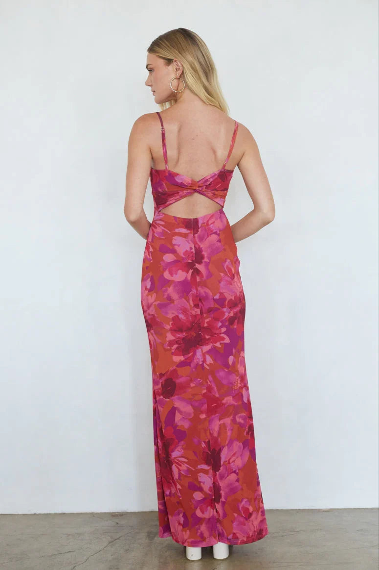 Robe longue Ysabelle à dos torsadé