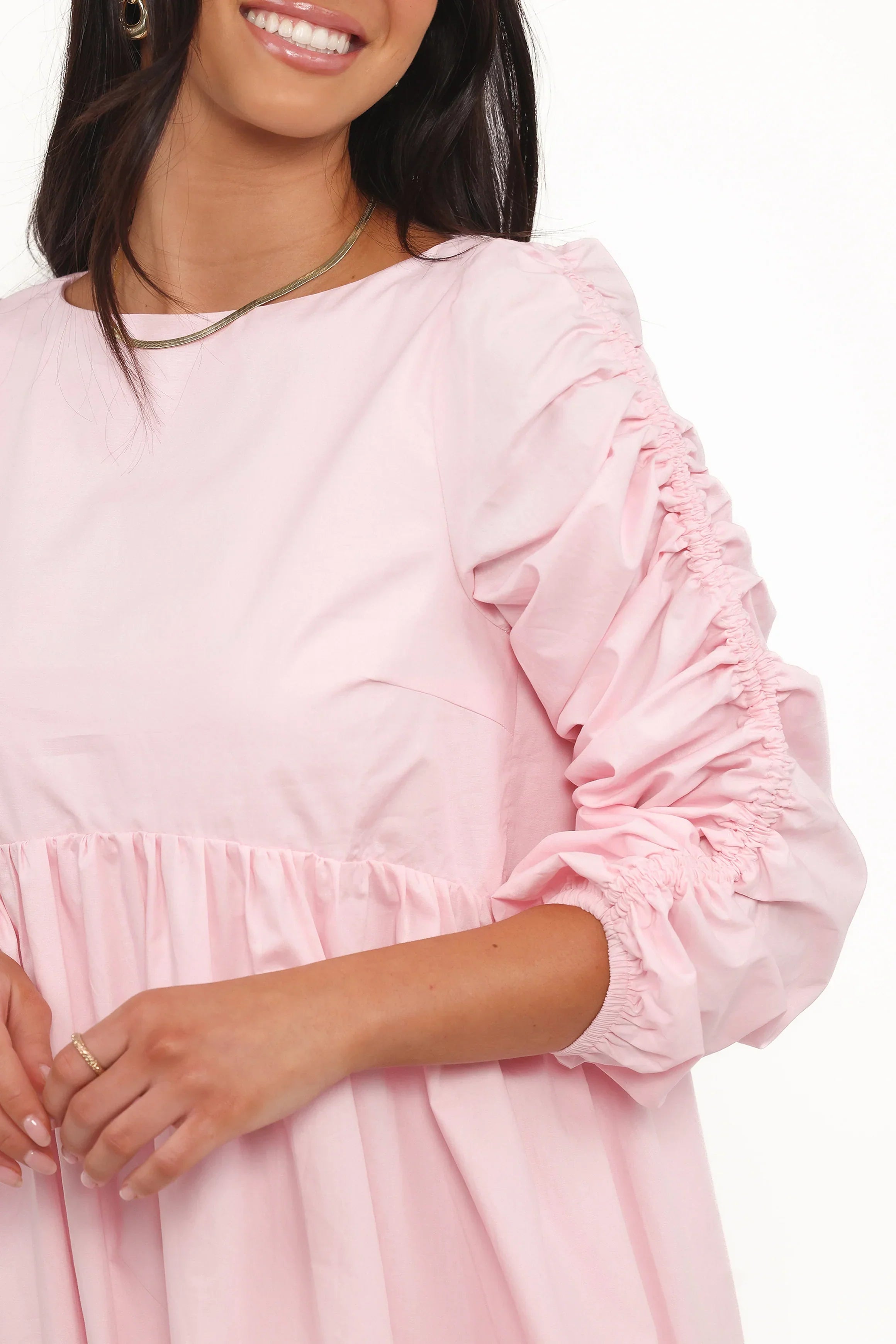 Robe courte à manches longues Micaela - Rose