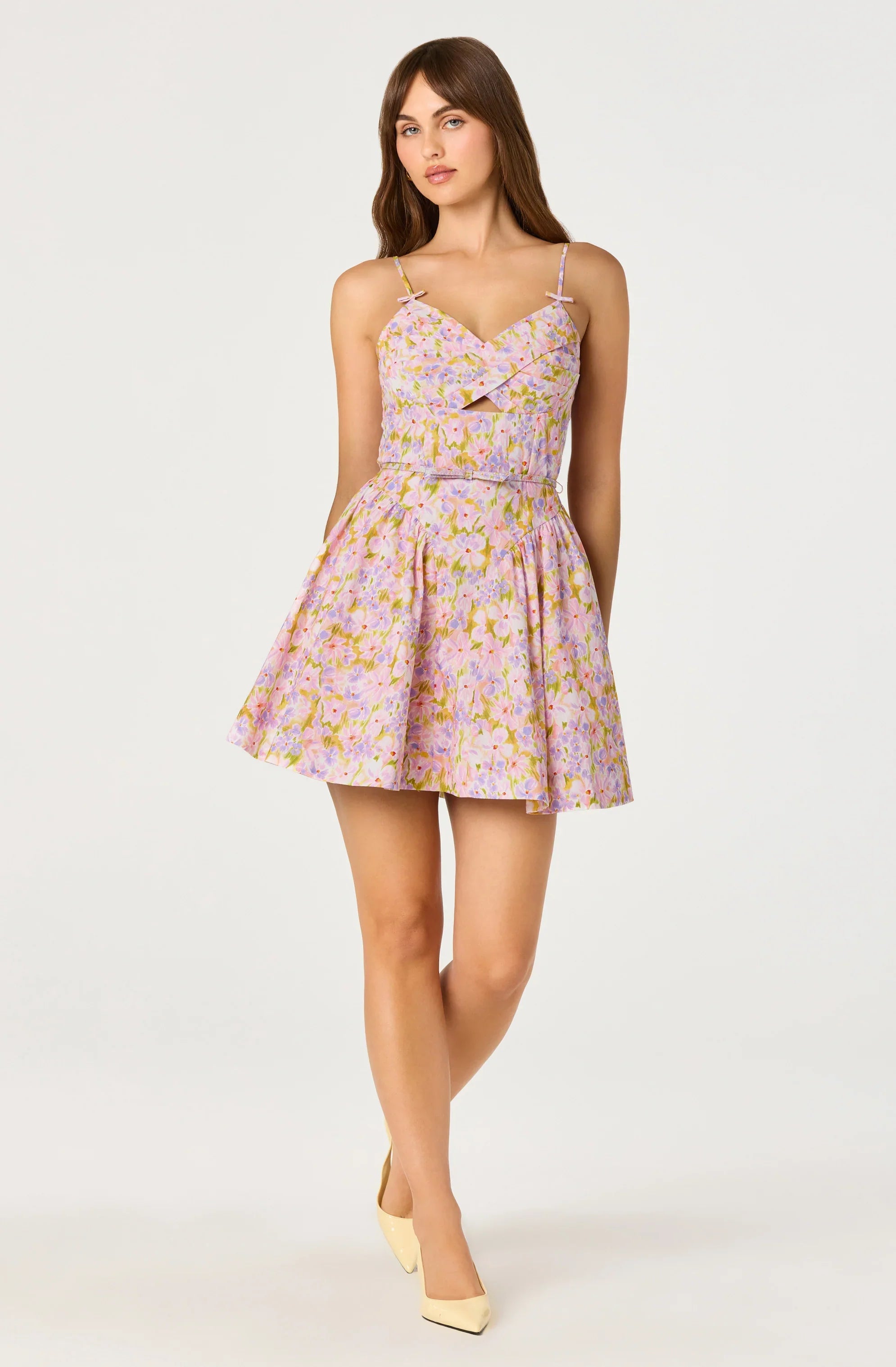 Isha Floral Sweetheart Mini Dress with Belt