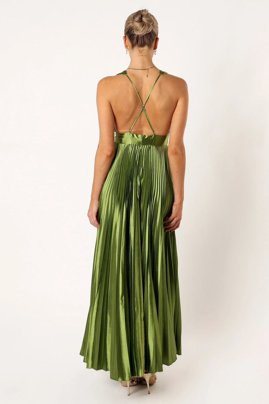 Robe longue plissée Kris - Vert olive