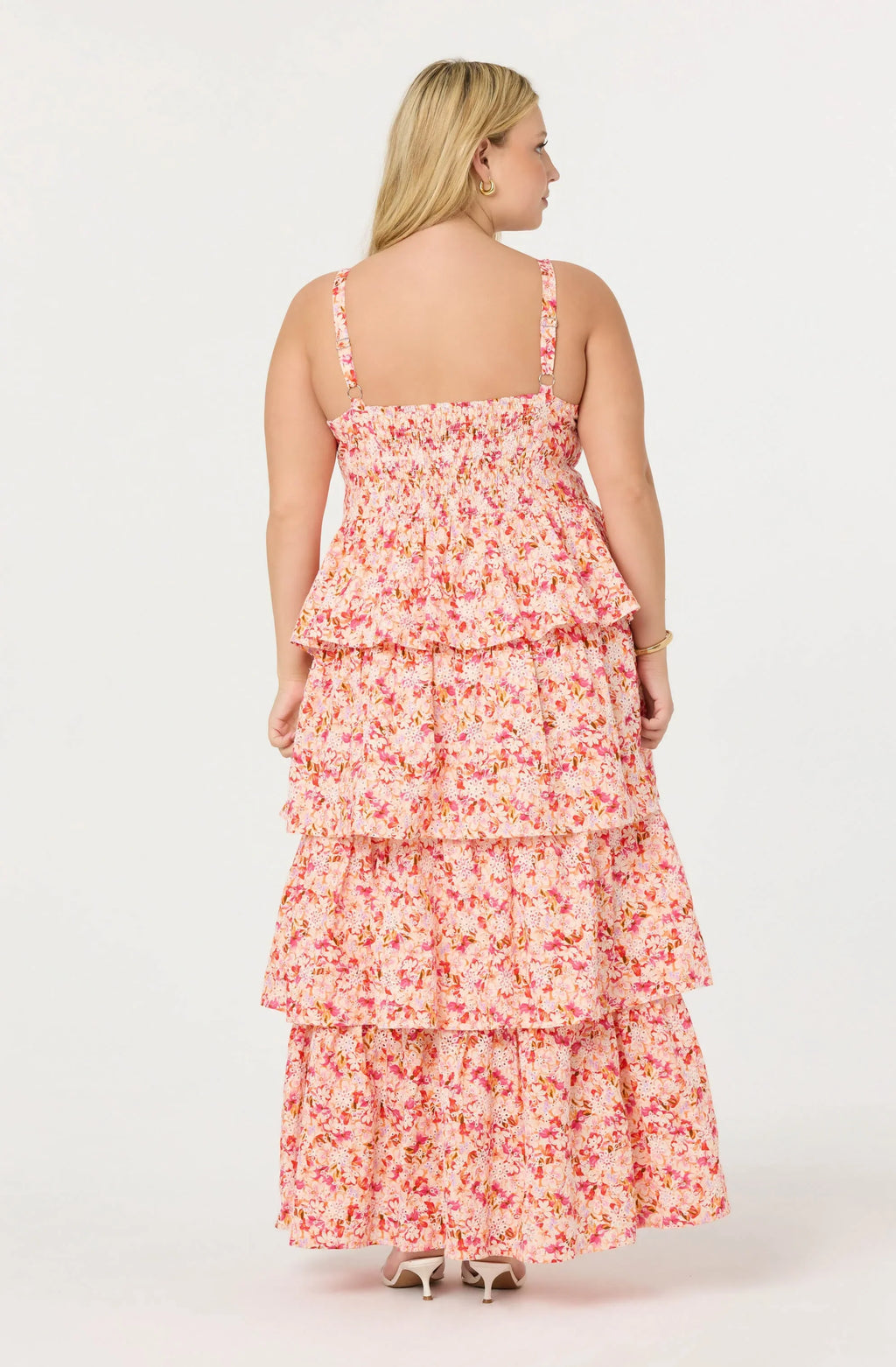 Robe longue étagée fleurie à œillets Midsummer