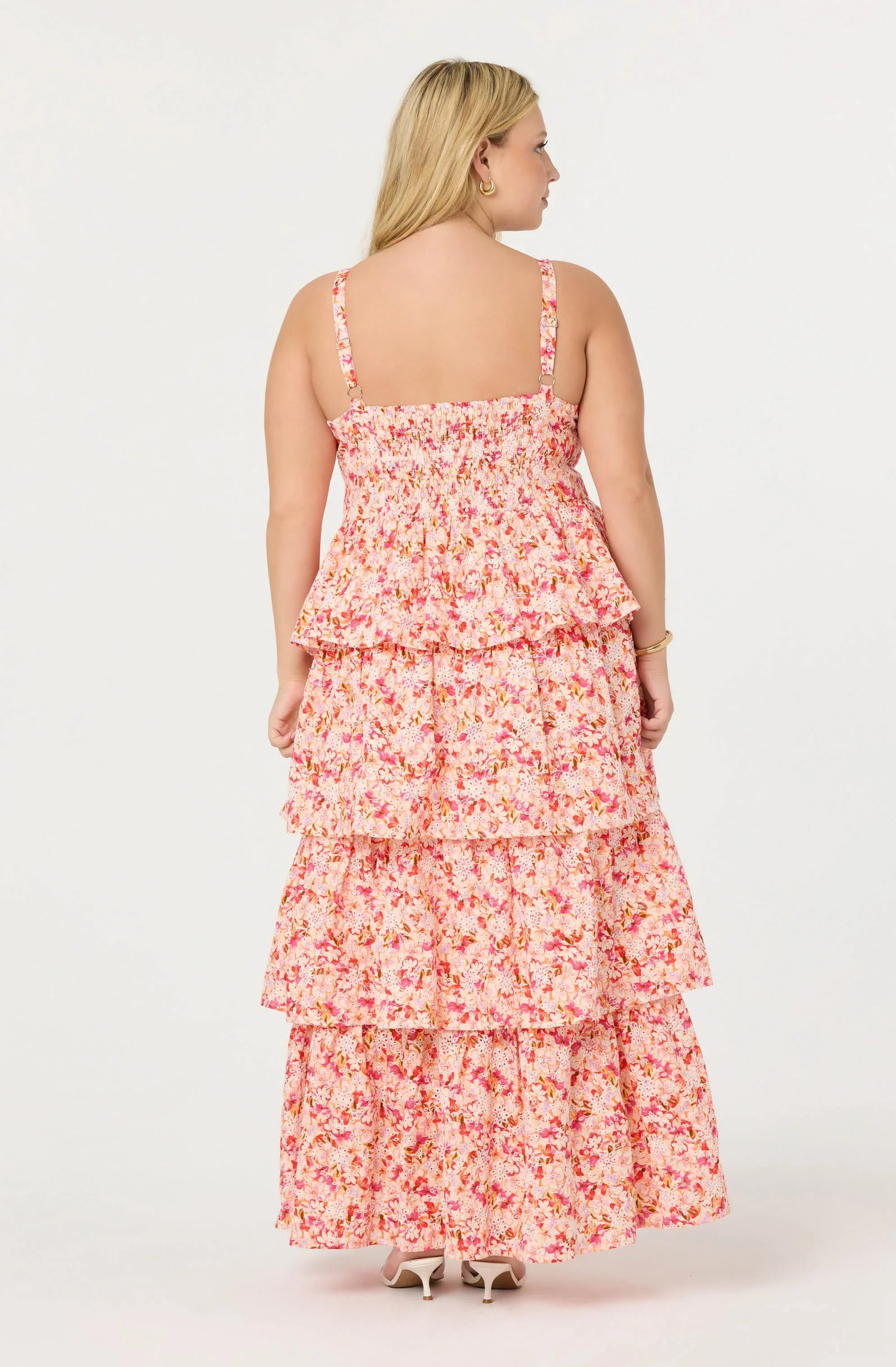 Robe longue étagée fleurie à œillets Midsummer