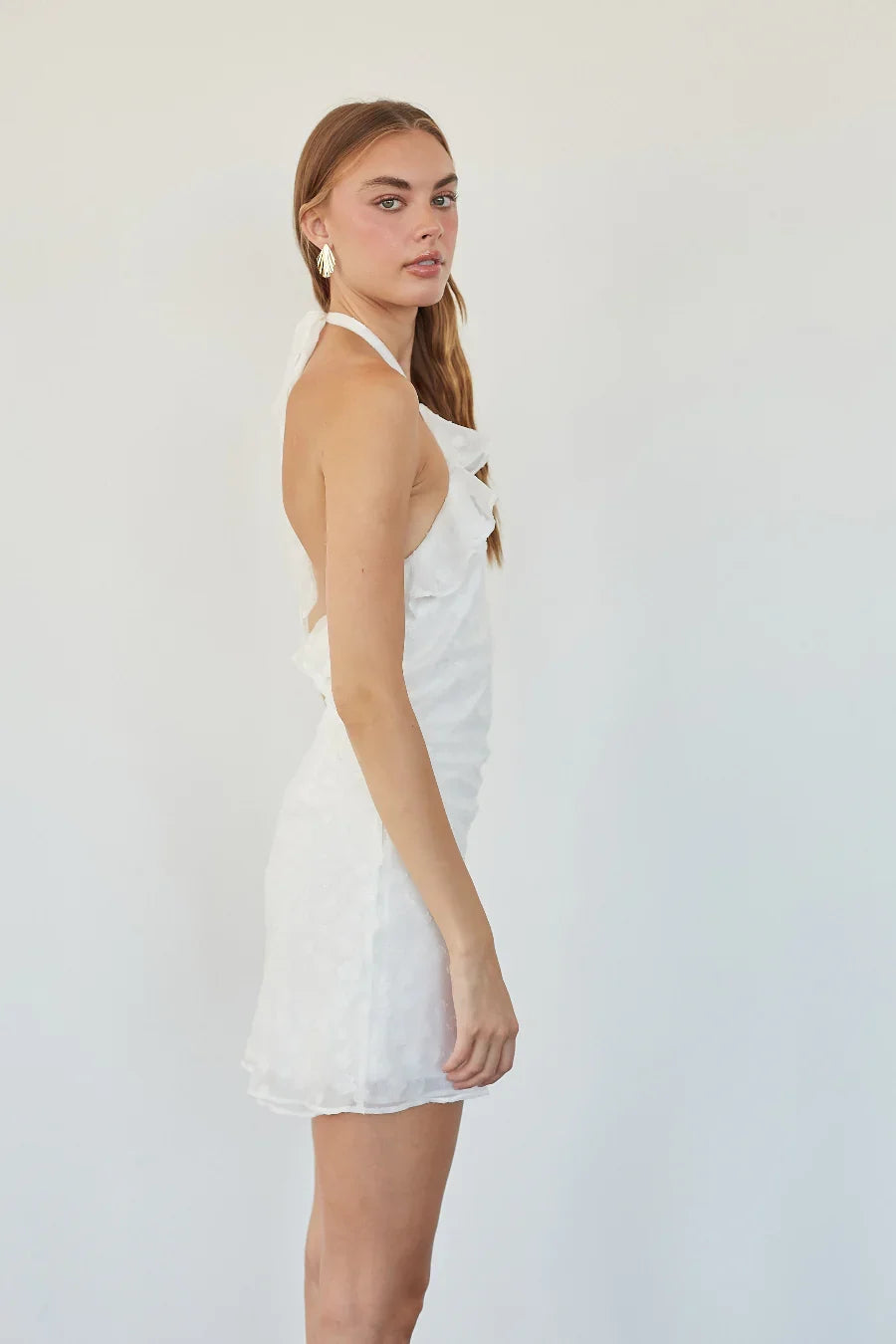 Natalia Ruffle Halter Mini Dress