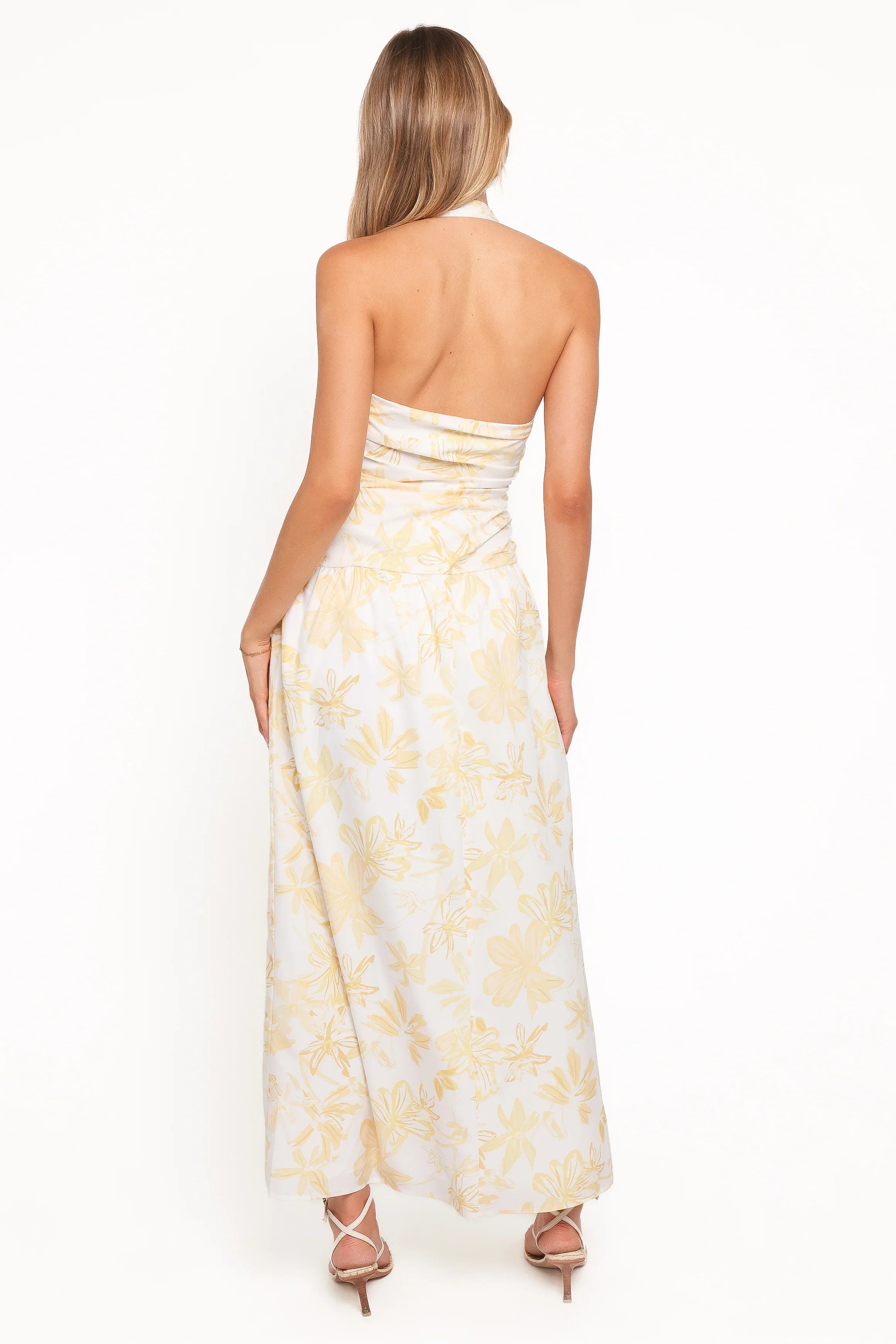 Jemma Halter Maxi Dress - Yellow Floral