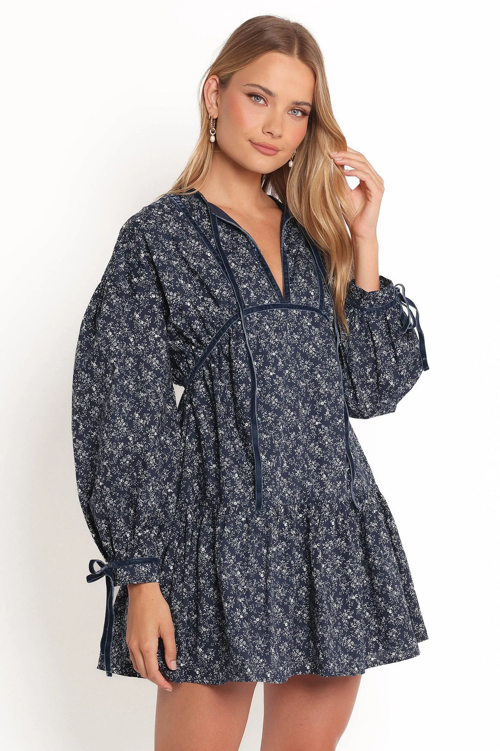 Robe Courte Brooklyn - Imprimé Floral Bleu