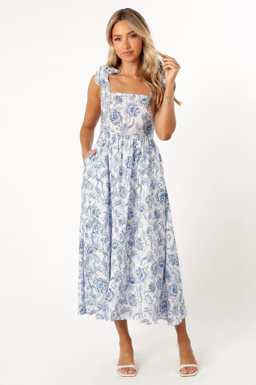Robe Midi Janie - Imprimé Floral Bleu
