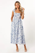 Robe Midi Janie - Imprimé Floral Bleu