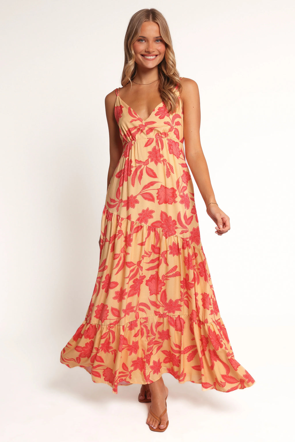Robe longue Forbes - Floral rouge
