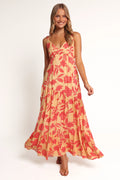 Robe longue Forbes - Floral rouge