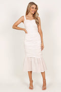 Robe mi-longue froncée Sierre - Blanc