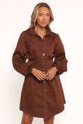 Robe courte Phoenix à manches longues – Jean marron
