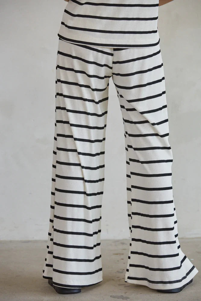 Sailor Striped Ribbed Wide Leg Pants