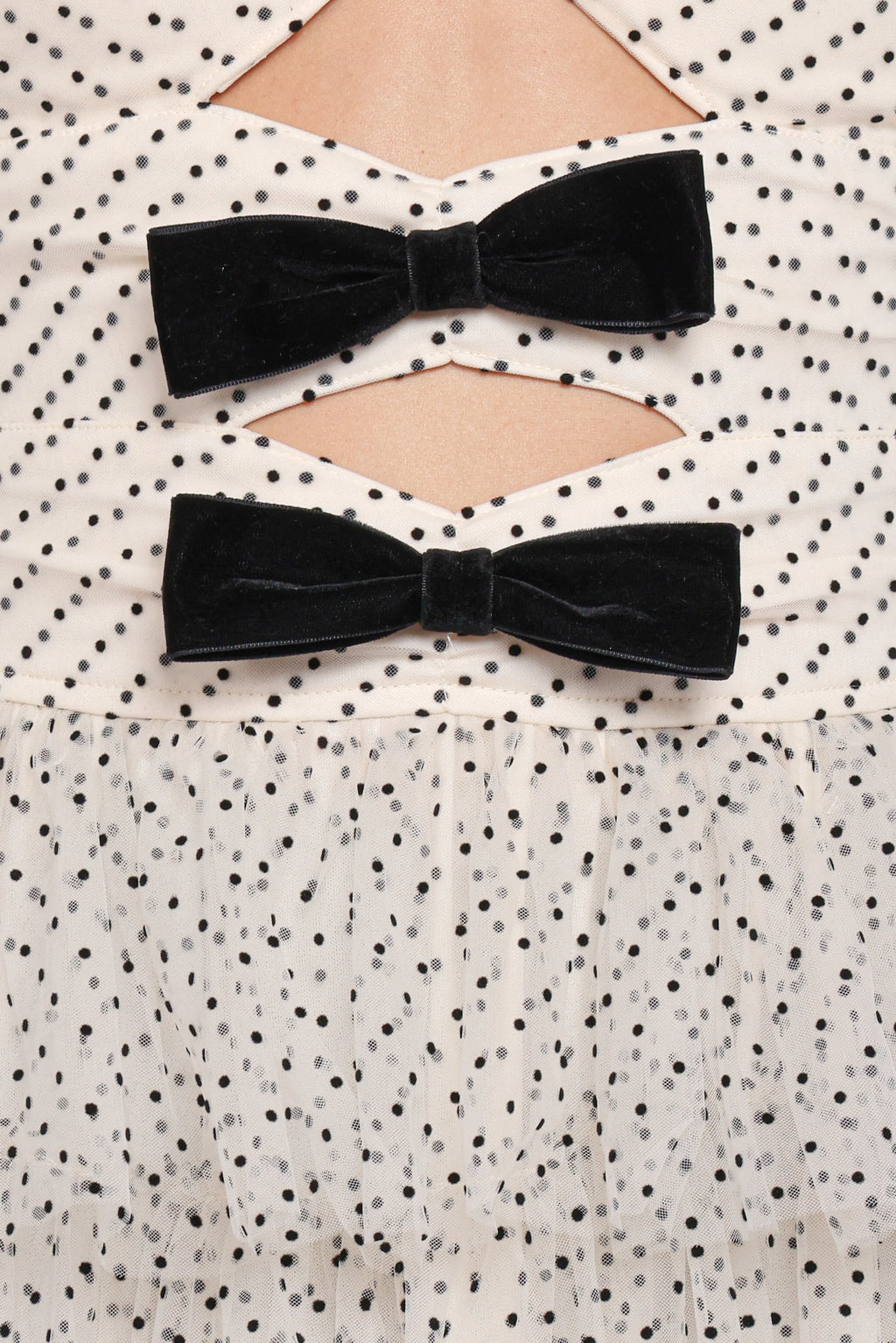Robe midi bustier Kelari – Crème à pois