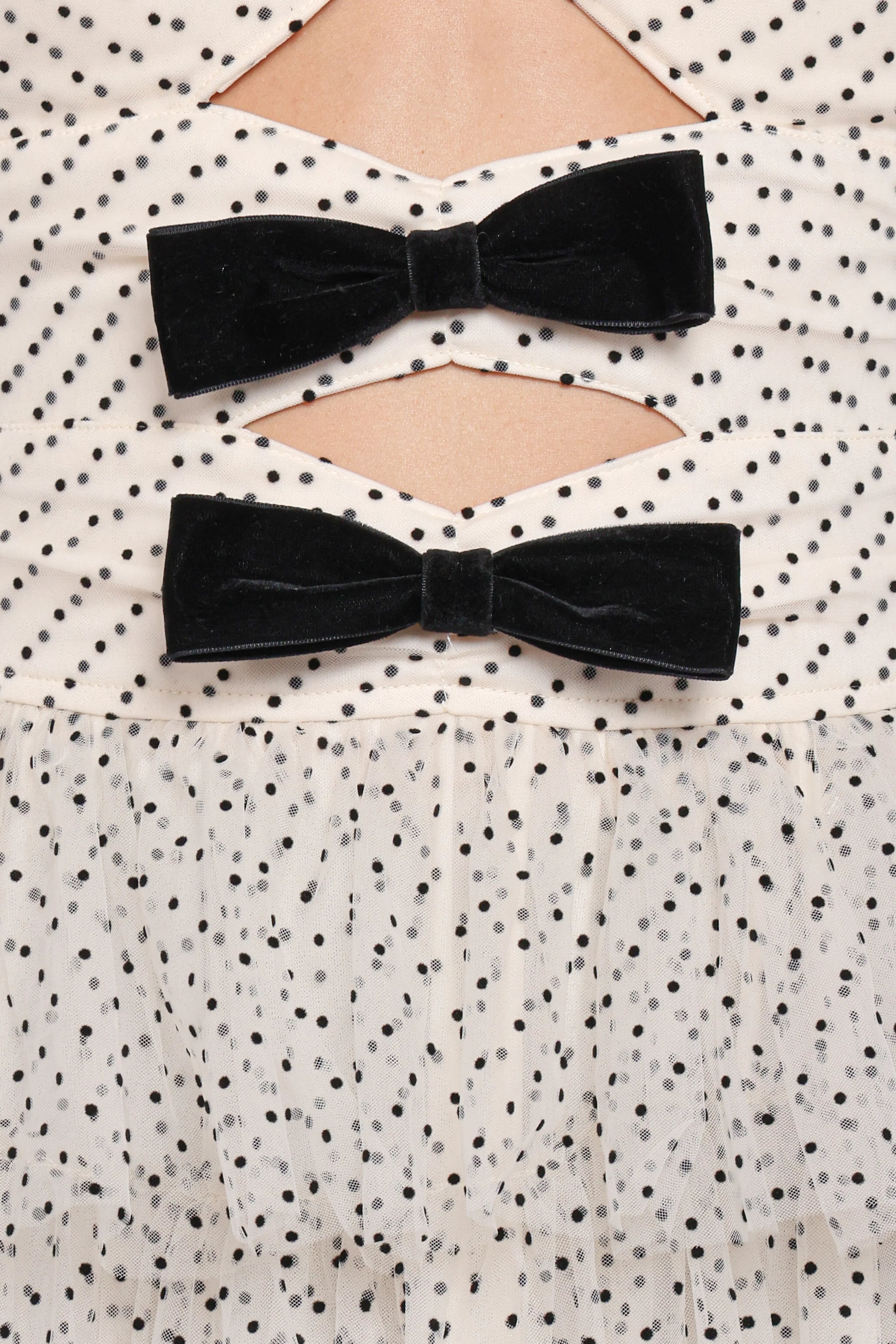 Robe midi bustier Kelari – Crème à pois
