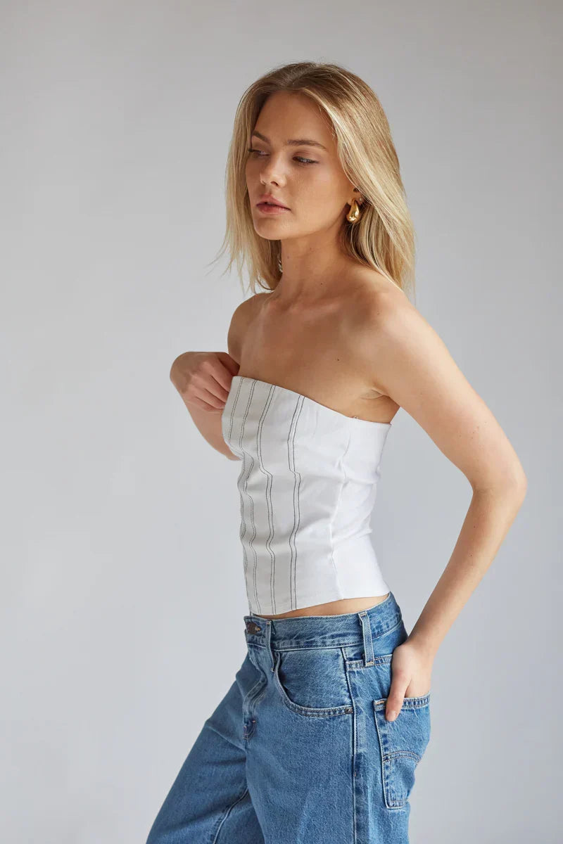 Haut corset Carter à surpiqûres contrastantes
