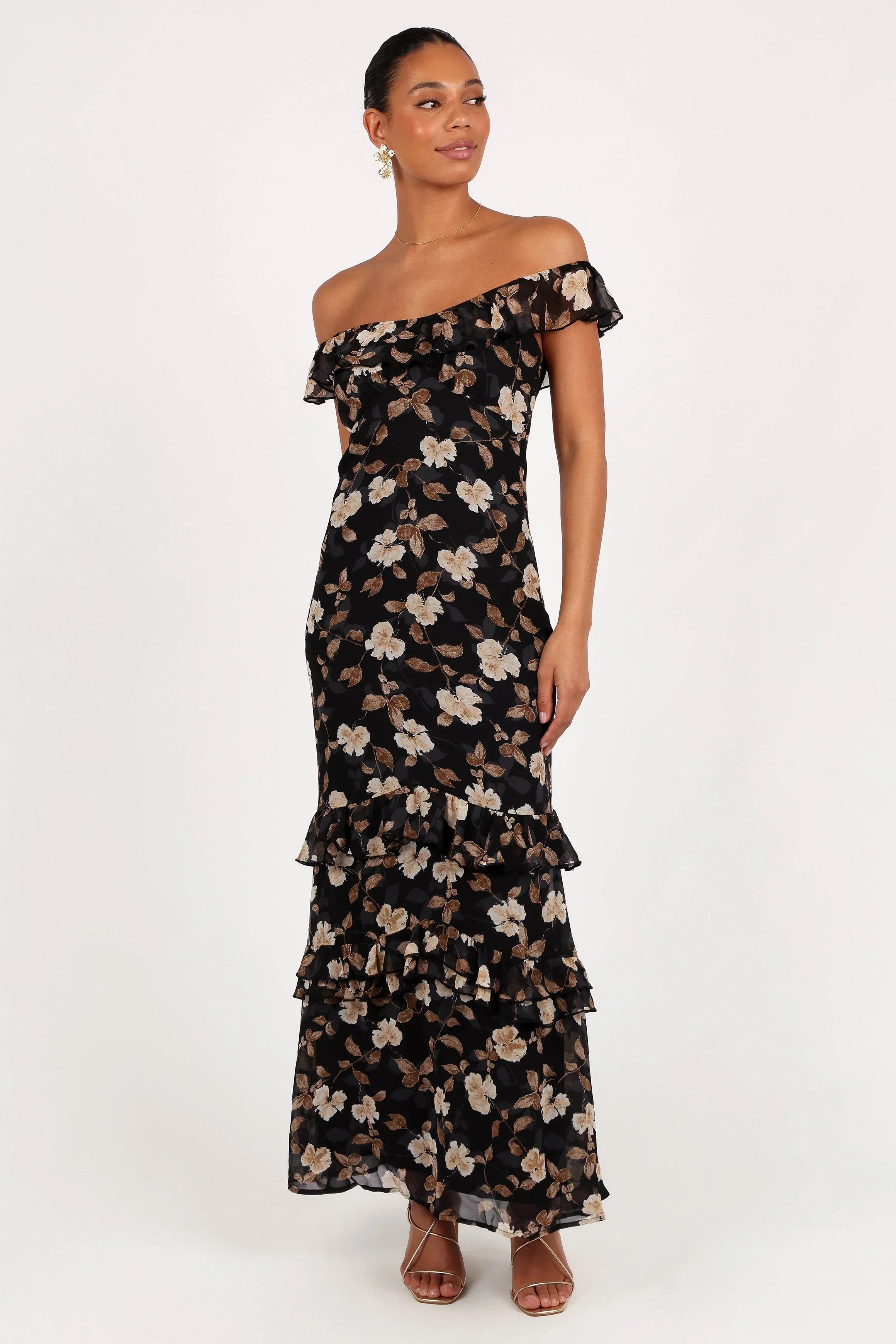 Robe longue Irelynn - Imprimé floral noir