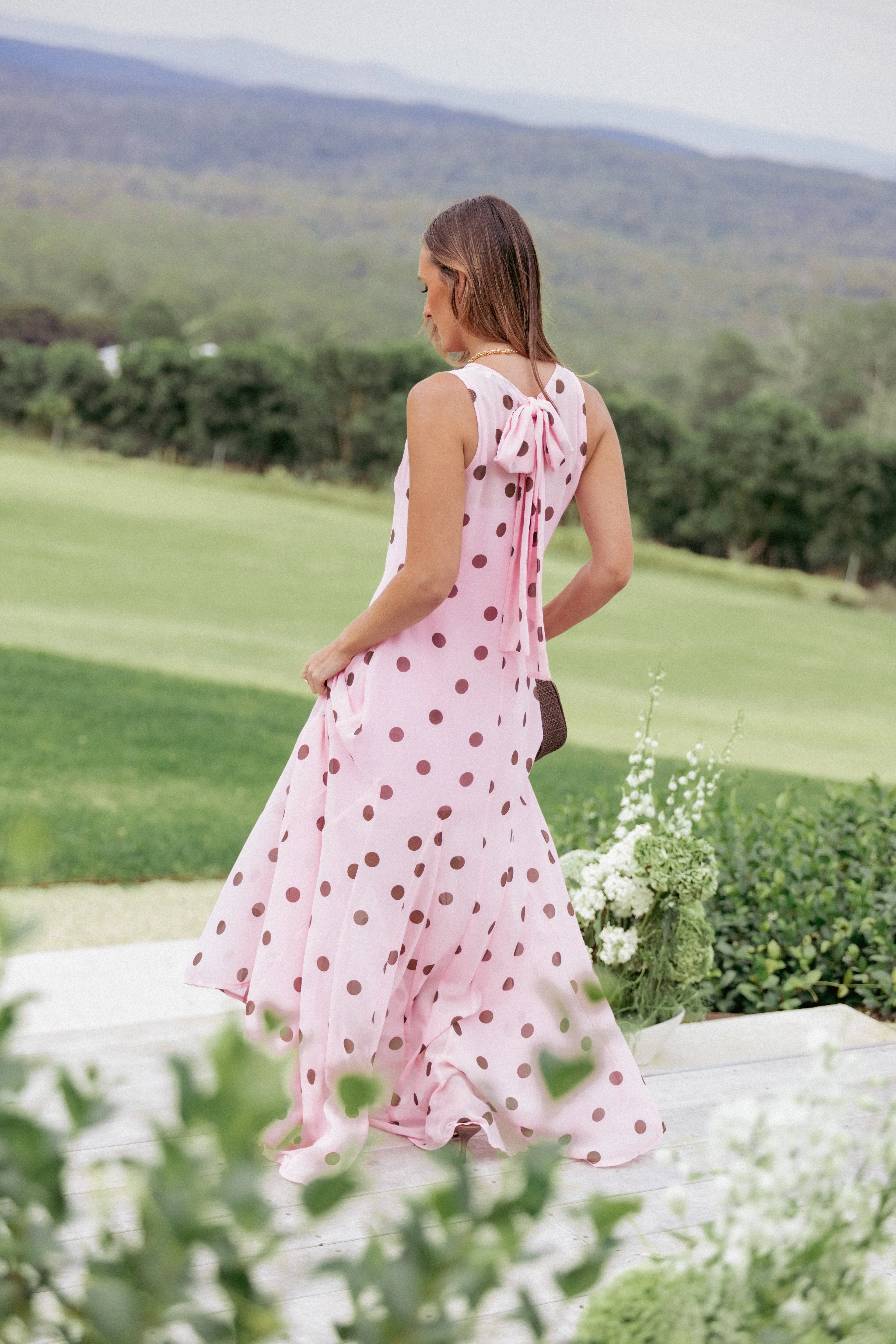 Robe longue Keani - Pois roses