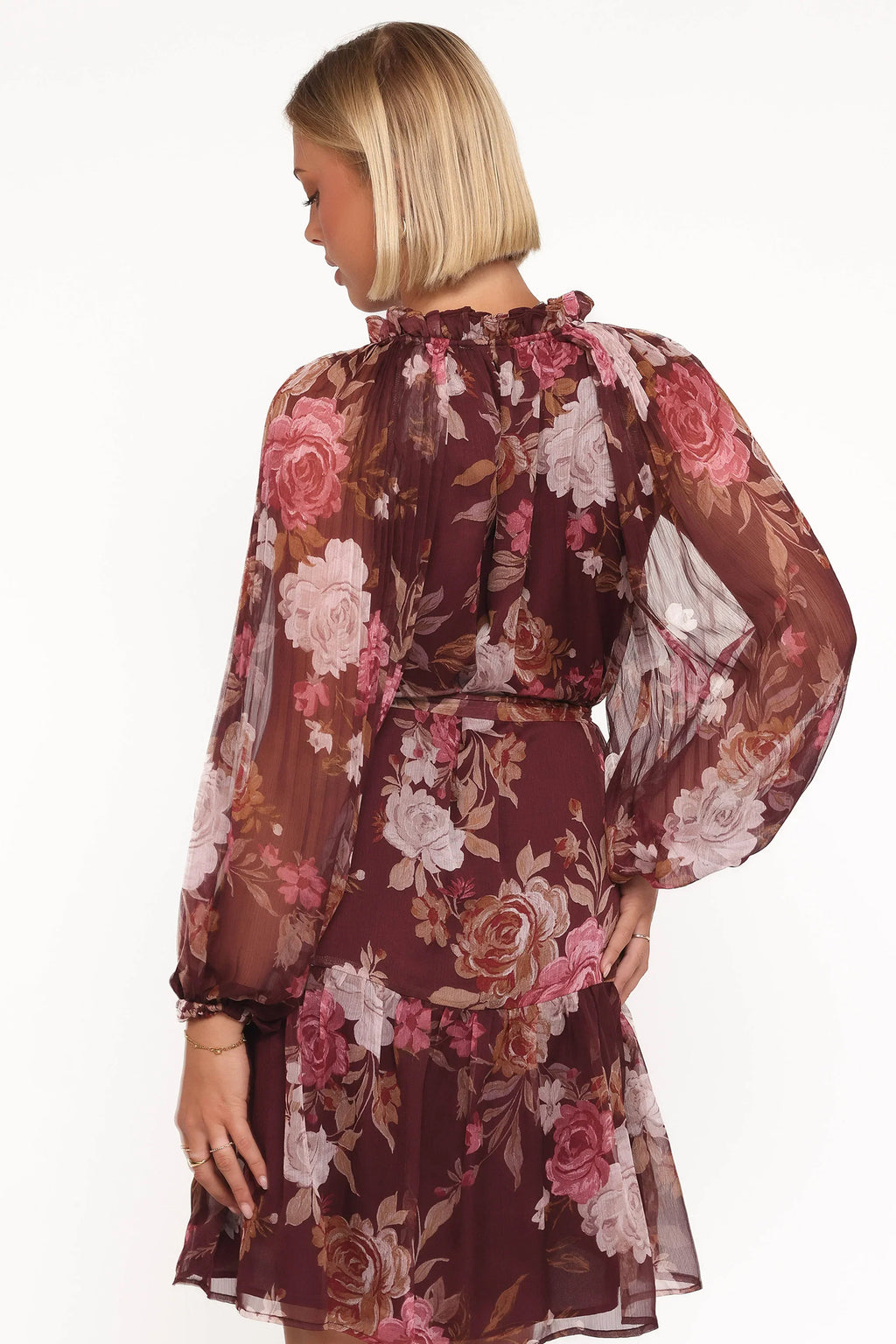 Mini-robe Hensely - Imprimé fleuri bordeaux Brandy